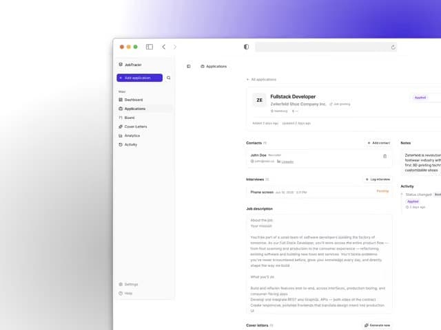 JobTrackr — Product preview